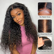 Glueless Wig Human Hair Water Wave Wigs Pre Cut 8x5 HD Lace Closure Wigs for Beginners Pre Plucked Pre Bleached