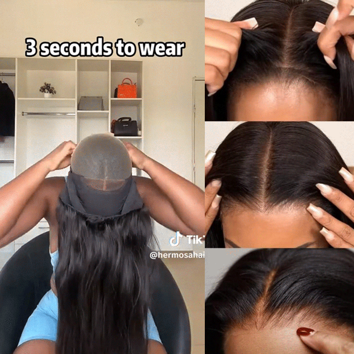 $100 off Flash Sale | Glueless Straight Wig 8x5 HD Closure Wigs Pre Everything with Drawsting 180% Density Tiny Knots Wig