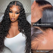 Glueless Wig Human Hair Water Wave Wigs Pre Cut 8x5 HD Lace Closure Wigs for Beginners Pre Plucked Pre Bleached