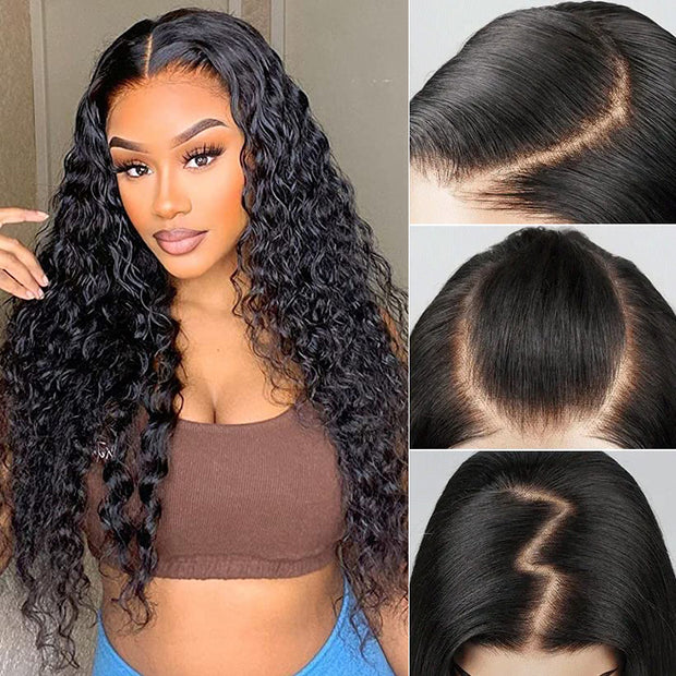 Glueless Wig Human Hair Water Wave Wigs Pre Cut 8x5 HD Lace Closure Wigs for Beginners Pre Plucked Pre Bleached