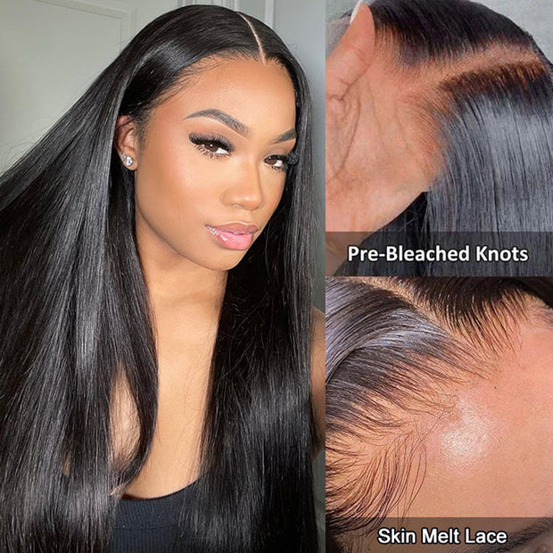 Silky Straight Wig Glueless 4x4 HD Lace Closure Wigs Human Hair