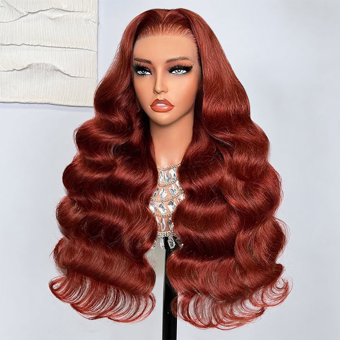 #33 Reddish Brown Color Upgrade 8x5 Pre Cut HD Lace Closure Wigs Glueless Ready & Go Wig
