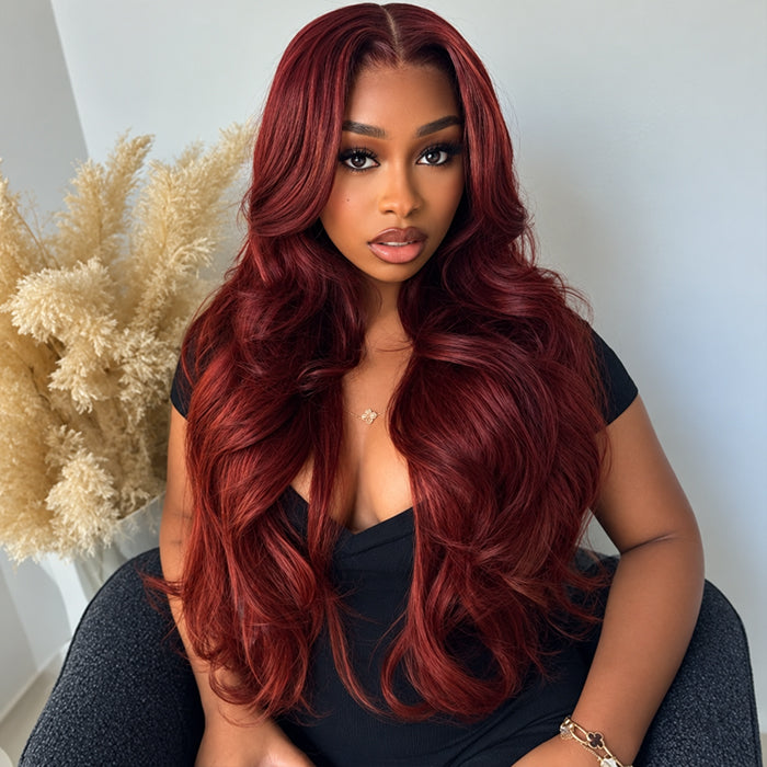 Reddish Brown Glueless Wig Body Wave With Drawstring 100% Human Hair Wig with Pre Plucked Natural Hairline