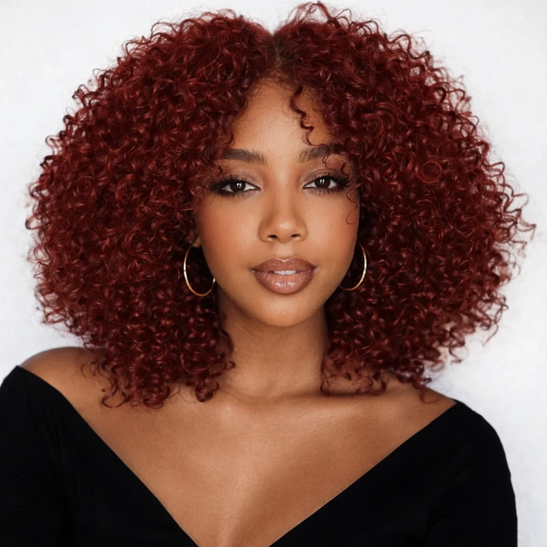 $100 off Flash Sale | Glueless Lace Reddish Brown Curly Wig With Bleached Knots 8x5 Pre Cut HD Lace Put On And Go Wig