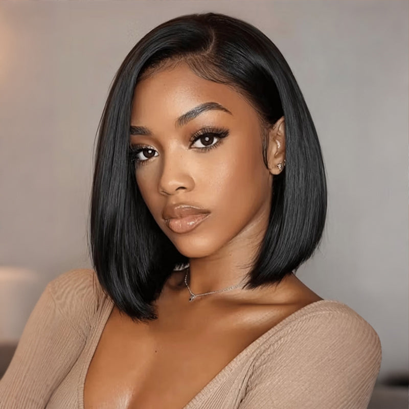 220% Density Straight Bob Wigs Pre Cut 13x4 HD Lace Real Glueless Wigs 100% Human Hair
