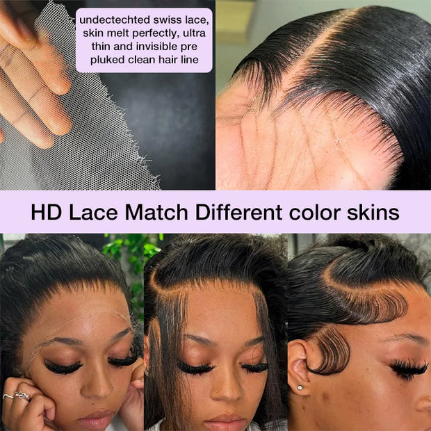 Deep Wave 13x4 HD Lace Front Human Hair Wigs Pre Bleached Knots Ship In 24H