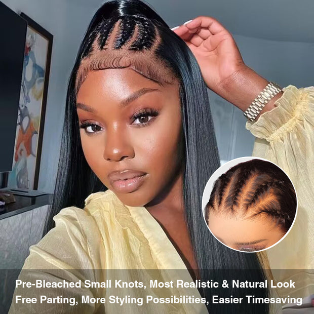 [2Wigs 220%] Deep Wave & Silky Straight Pre Bleached Pre Cut HD Lace Wear Go Glueless Wig