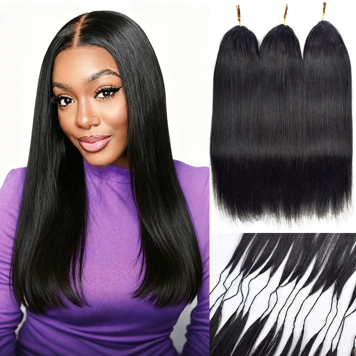 Silky Straight Pre-Looped Knotless Pre-Separated Feather Crochet Hair Extensions
