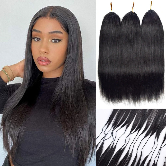 Silky Straight Pre-Looped Knotless Pre-Separated Feather Crochet Hair Extensions