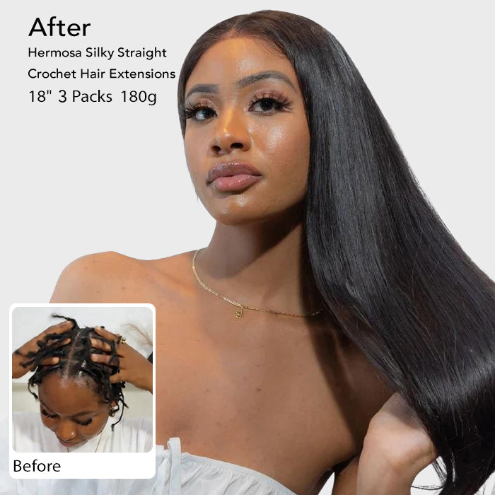 Silky Straight Pre-Looped Knotless Pre-Separated Feather Crochet Hair Extensions