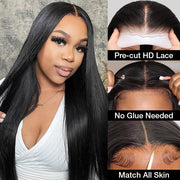 Silky Straight Wig Glueless 4x4 HD Lace Closure Wigs Human Hair