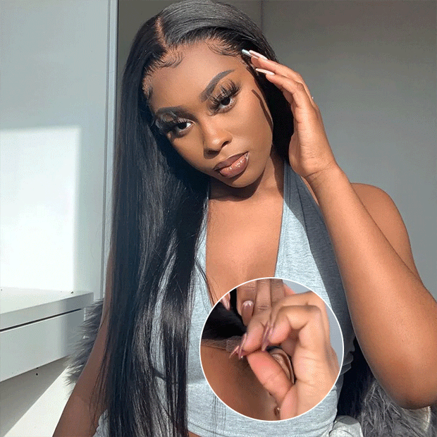 Glueless Straight Wig 8x5 Closure HD Lace 100% Human Hair Wigs With Invisible Bleached Small Knots