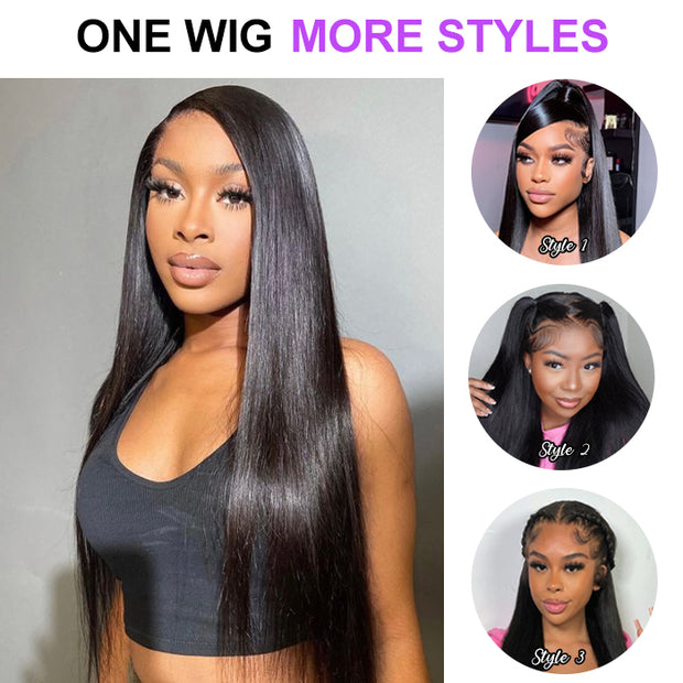 Glueless Straight Wig 8x5 Closure HD Lace 100% Human Hair Wigs With Invisible Bleached Small Knots
