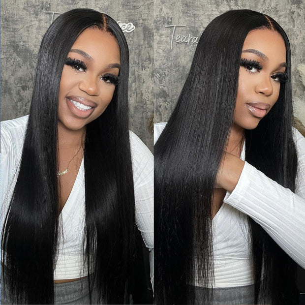 2 Wigs Set | Silky Straight 13x4 HD Lace Frontal Wig & Skin Melt HD Lace 5x5 Curly Bob Wig