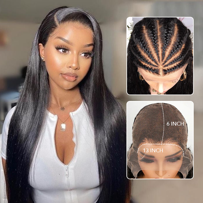 Pre Bleached Knots Silky Straight Invisible HD Lace Front Wig