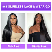 3 Min Install Glueless Straight Wig 8x5 Pre Cut Lace Closure Wigs With Pre Bleached Knots
