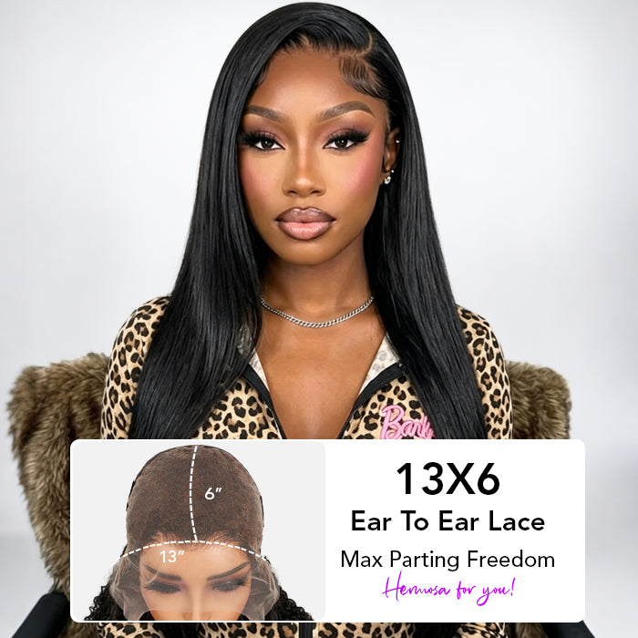 Skinlike HD Lace Brazilian Straight Wigs Glueless 13x6 Full Frontal Lace Wigs 100% Real Human Hair Pre Bleached Knots Plucked Hairline