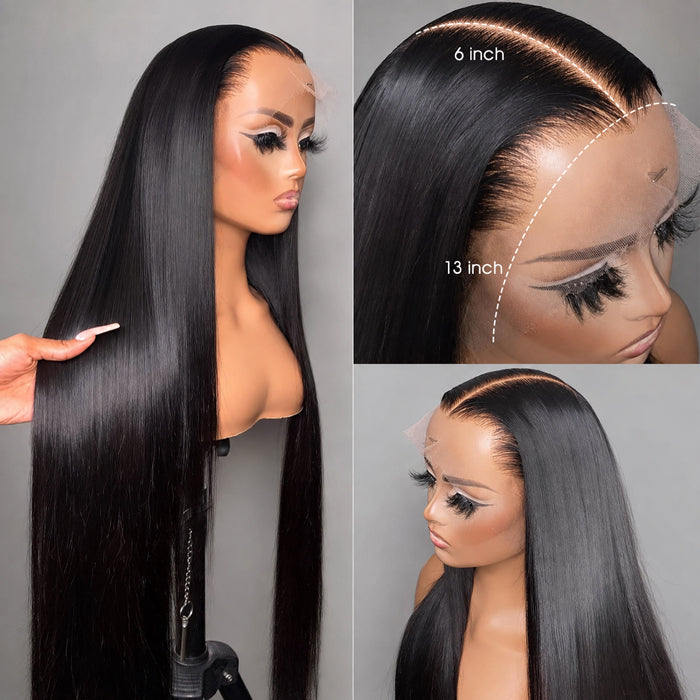 Skinlike HD Lace Brazilian Straight Wigs Glueless 13x6 Full Frontal Lace Wigs 100% Real Human Hair Pre Bleached Knots Plucked Hairline