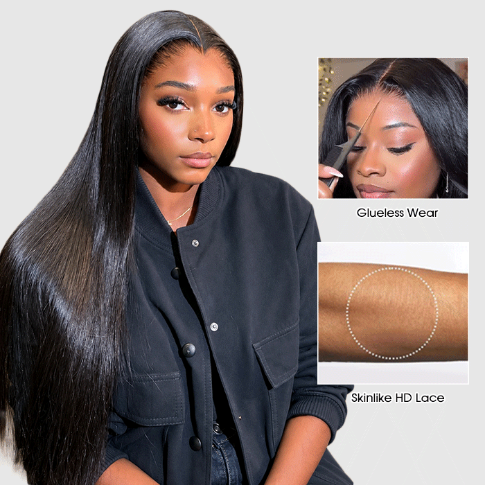 Skinlike HD Lace Brazilian Straight Wigs Glueless 13x6 Full Frontal Lace Wigs 100% Real Human Hair Pre Bleached Knots Plucked Hairline
