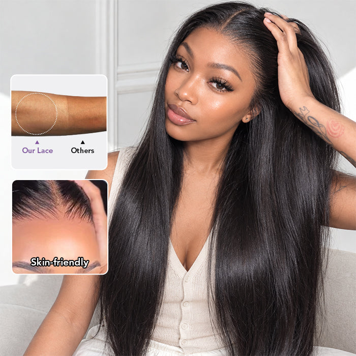 5x5 HD Lace Closure Straight Wigs Human Hair Put On Go Glueless Wigs Human Hair Pre Plucked