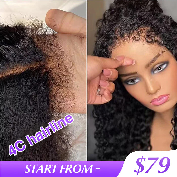 4C Edges Hairline Wig 13x4 HD Lace Front Wigs Human Hair With Curly Baby Hair Realistic Hairline