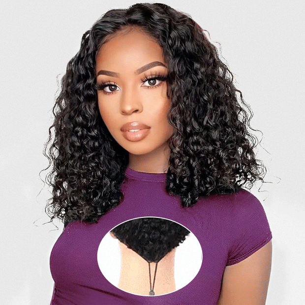 Water Wave Short Bob 13x4 Lace Front  Wigs 100% Human Hair Pre Plucked Glueless Lace Front Wigs