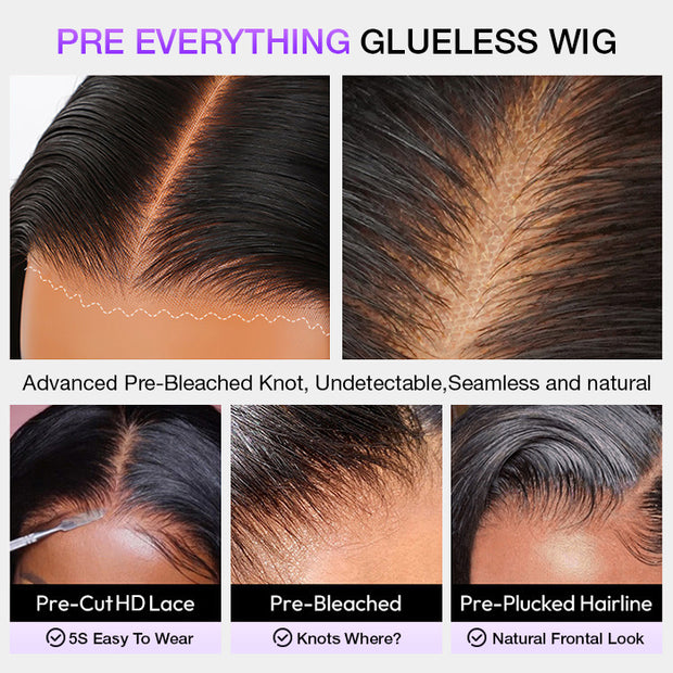 Put on go® Glueless Body Wave Pre Cut 8x5 HD Lace Closure Wig Large & Small Cap Size