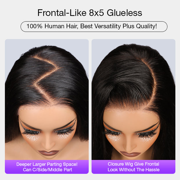 Straight 8x5 Ready Go Wig HD Lace Pre-Bleached & Pre-Plucked 3S Easy To Wear Glueless Wig