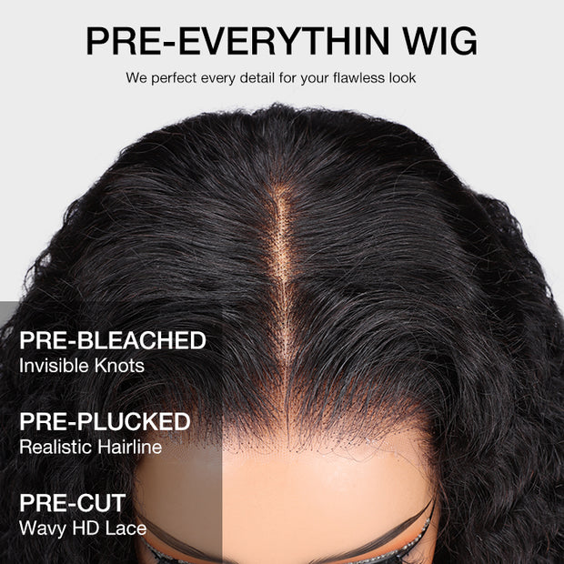 Glueless Wig Human Hair Water Wave Wigs Pre Cut 8x5 HD Lace Closure Wigs for Beginners Pre Plucked Pre Bleached