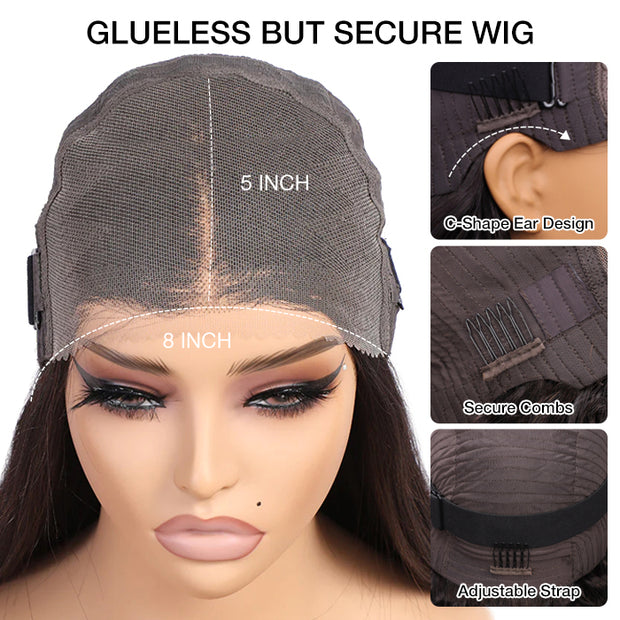 Glueless Ready & Go Wig Curly Hair 8*5 Pre Cut HD Lace Closure Wigs #4 Chocolate Brown Color