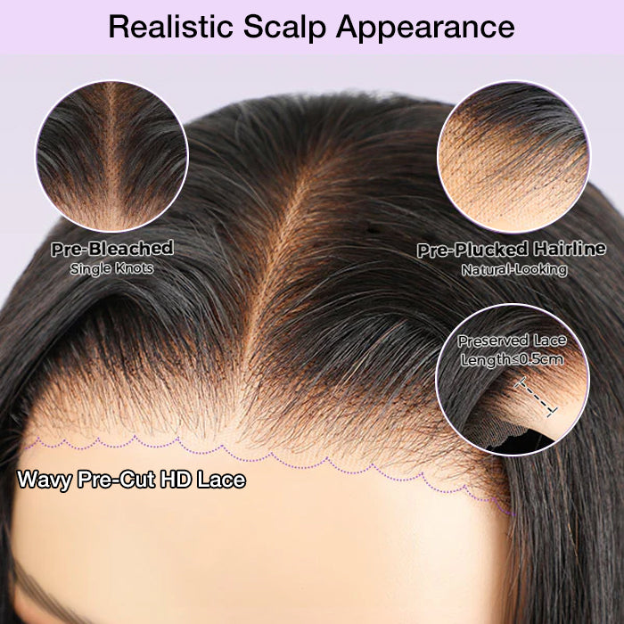 Face-Framing Curtain Bangs Body Wave Glueless 13x4 HD Lace Front Wigs Human Hair 220% Density