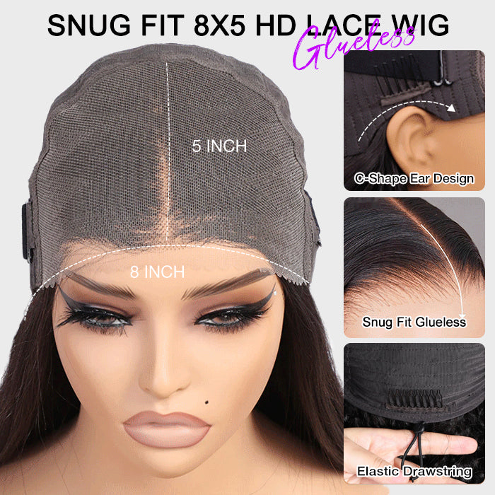 4C Kinky Edges Lace Front Bob Wig Short Kinky Straight Human Hair Wig Pre Bleached Knots