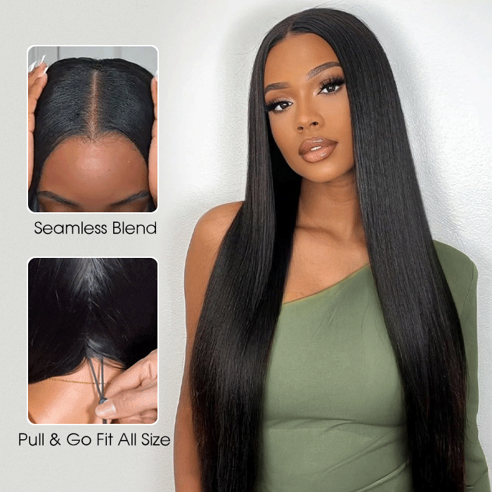 Beginnger Friendly Glueless V Part Human Hair Wigs No Leave Out Easy Install