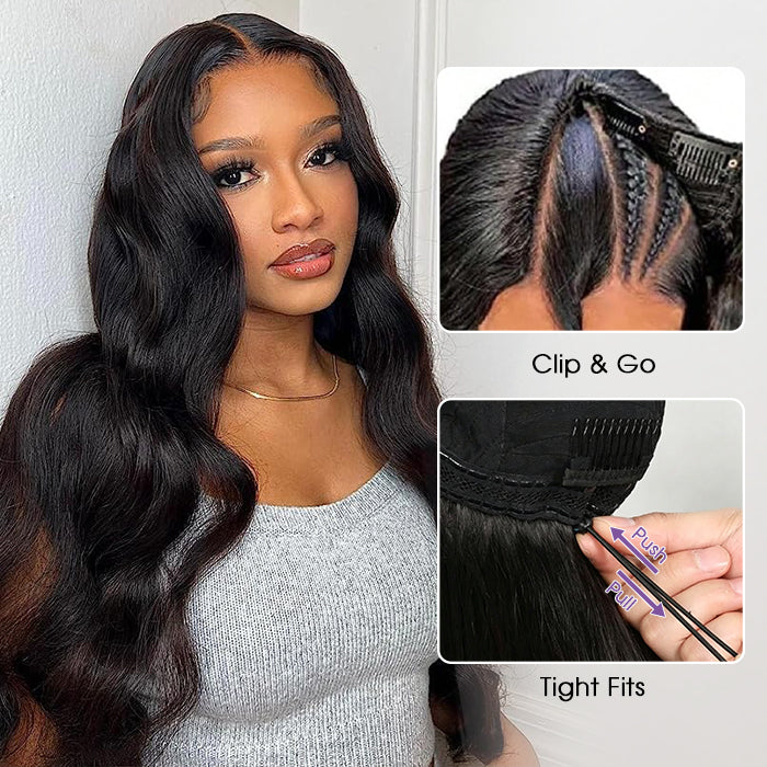 Body Wave V/U Part Human Hair Wigs No Leave Out Beginnger Friendly Easy Install