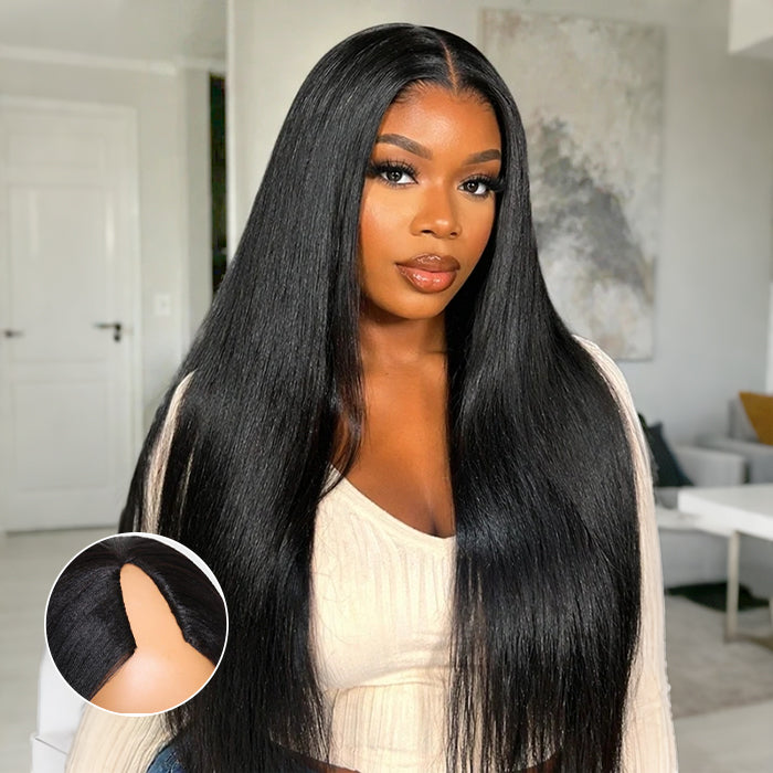 Silk Straight V/U part Wigs No Leave Out Natural Scalp Protective Wigs Beginner Friendly