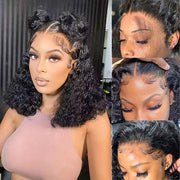 Water Wave Short Bob 13x4 Lace Front  Wigs 100% Human Hair Pre Plucked Glueless Lace Front Wigs