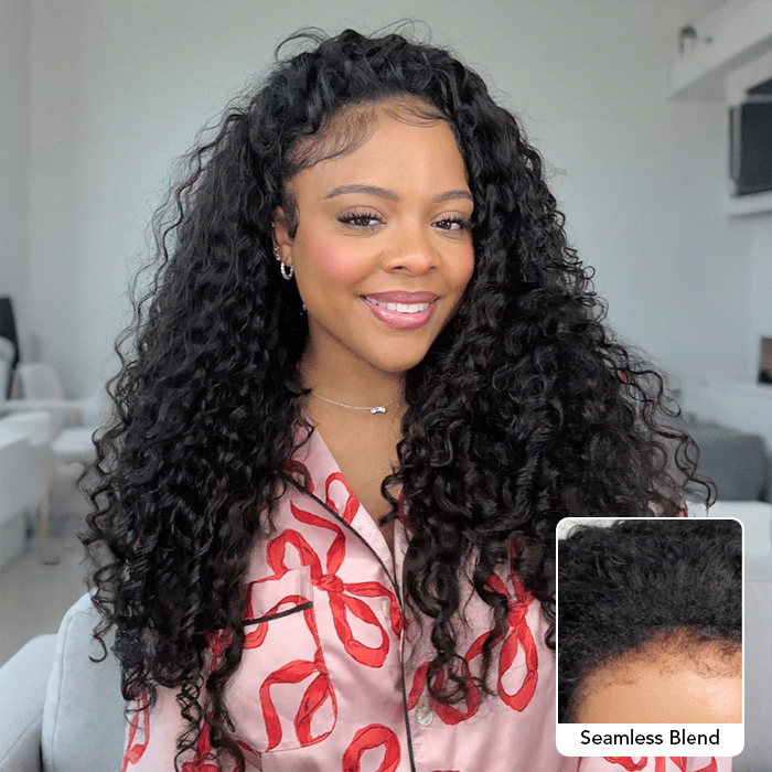 3 In 1 Half Wigs Glueless Water Wave Wear Go Half Wig Invisible Hairline Protective Style