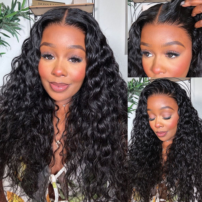 S M L Cap | Super Natural Hairline Deep Wave Glueless 13x6 Frontal Lace Wig Human Hair Pre-Cut Lace