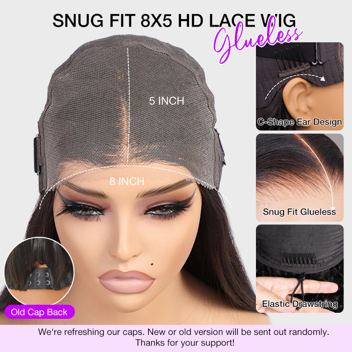 $100 off Flash Sale | Glueless Straight Wig 8x5 HD Closure Wigs Pre Everything with Drawsting 180% Density Tiny Knots Wig
