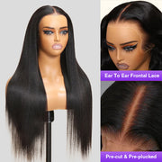 13x6 Lace Frontal Yaki Straight Pre Cut & Pre-Plucked Real Ear To Ear Pre-All Glueless Wig