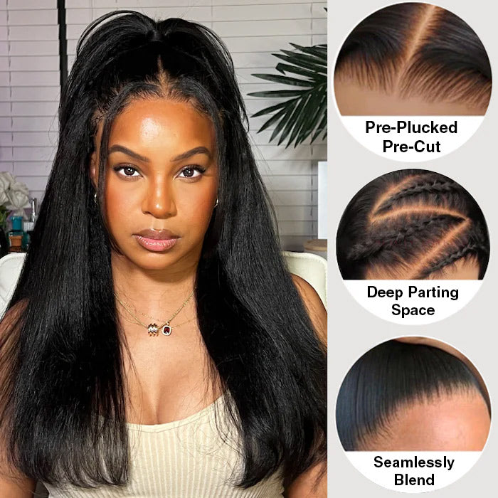 Kinky Straight Wig | Kinky Straight Human Hair Wigs | Headband Wig