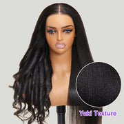 Glueless Yaki Straight Wig 8x5 Pre-Cut Lace Closure Human Hair Wigs With Pre Plucked Hairline