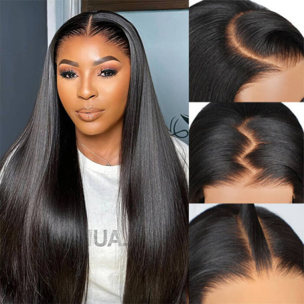 [2Wigs 26inch] Water Wave & Silky Straight Pre Cut & Pre Plucked & Bleached Ready to Go Wigs