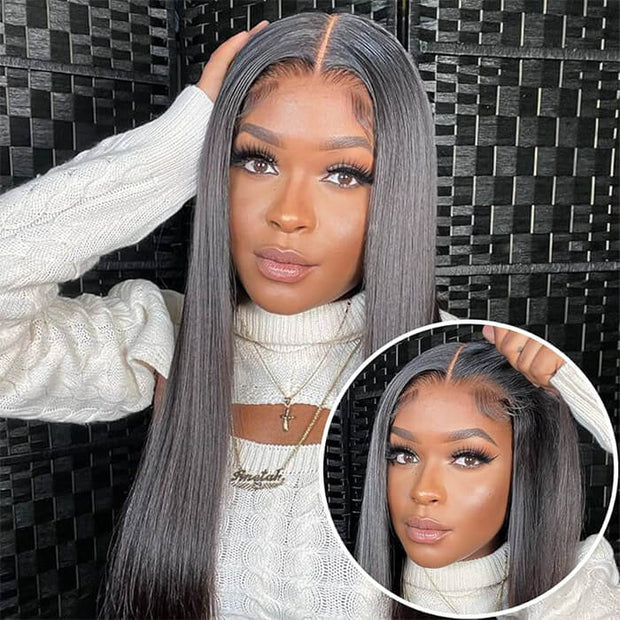 [2Wigs 26inch] Water Wave & Silky Straight Pre Cut & Pre Plucked & Bleached Ready to Go Wigs