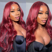 99J Burgundy Wig Straight/Body Wave 5x5 Pre Cut HD Lace Closure Wigs Pre Plucked Human Hair Wigs Natural Hairline