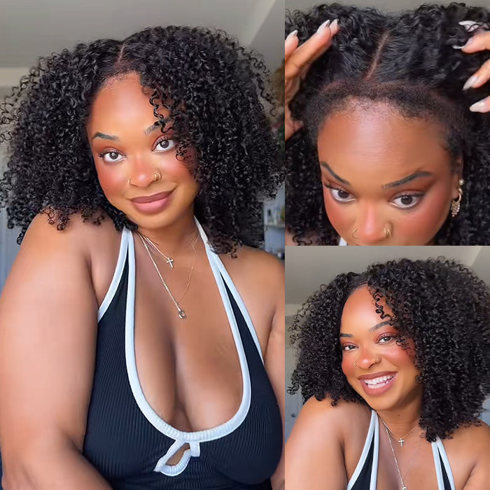 4C Kinky Edges Kinky Curly Bob Wig 5x5 HD Glueless Lace 100% Human Hair Wig With Super Natural Hairline