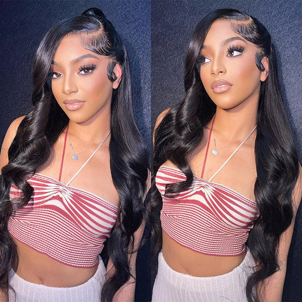 [2Wigs 26inch] Left C Part Water Wave & Body Wave 8x5 Pre Cut Lace & Pre Bleached Glueless Wig
