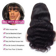 Pre All| Air Bangs Body Wave 8x5 HD Gluless Wig Pre Cut Pre Bleached Natural Human Hair Wigs 10A Quality