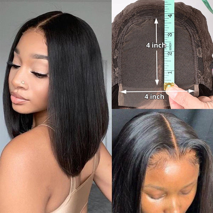 Straight Bob Wigs Pre Cut 13x4 HD Lace Real Glueless Wigs 100% Human Hair 220% Density