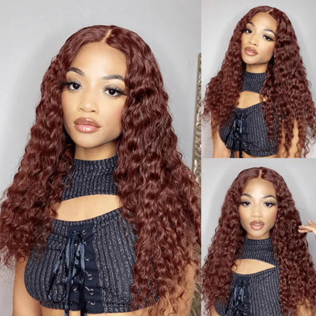 220% Density 8x5 HD Lace Glueless Wig 33# Reddish Brown Body Wave/Water Wave 10A Quality